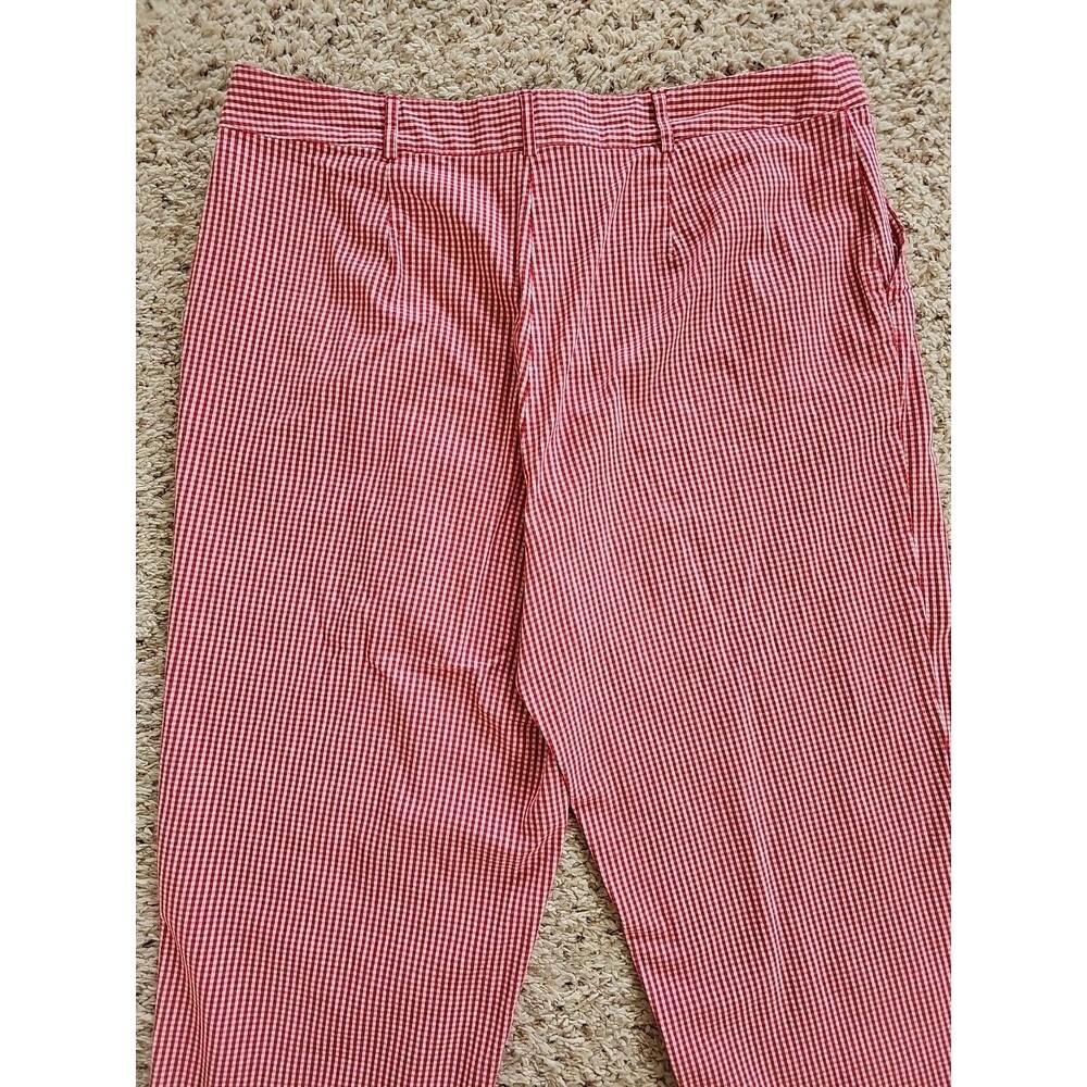 Vintage Sag Harbor Womens Red Gingham Cropped Pants 18 Cotton Country Picnic - Picture 12 of 13